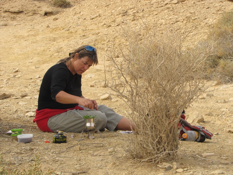 דנה מאיר מכינה תה במדבר